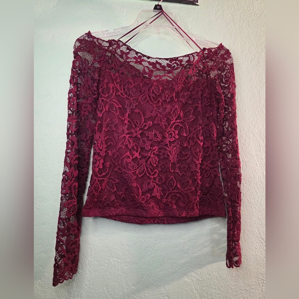 H&M Burgundy Lace Blouse